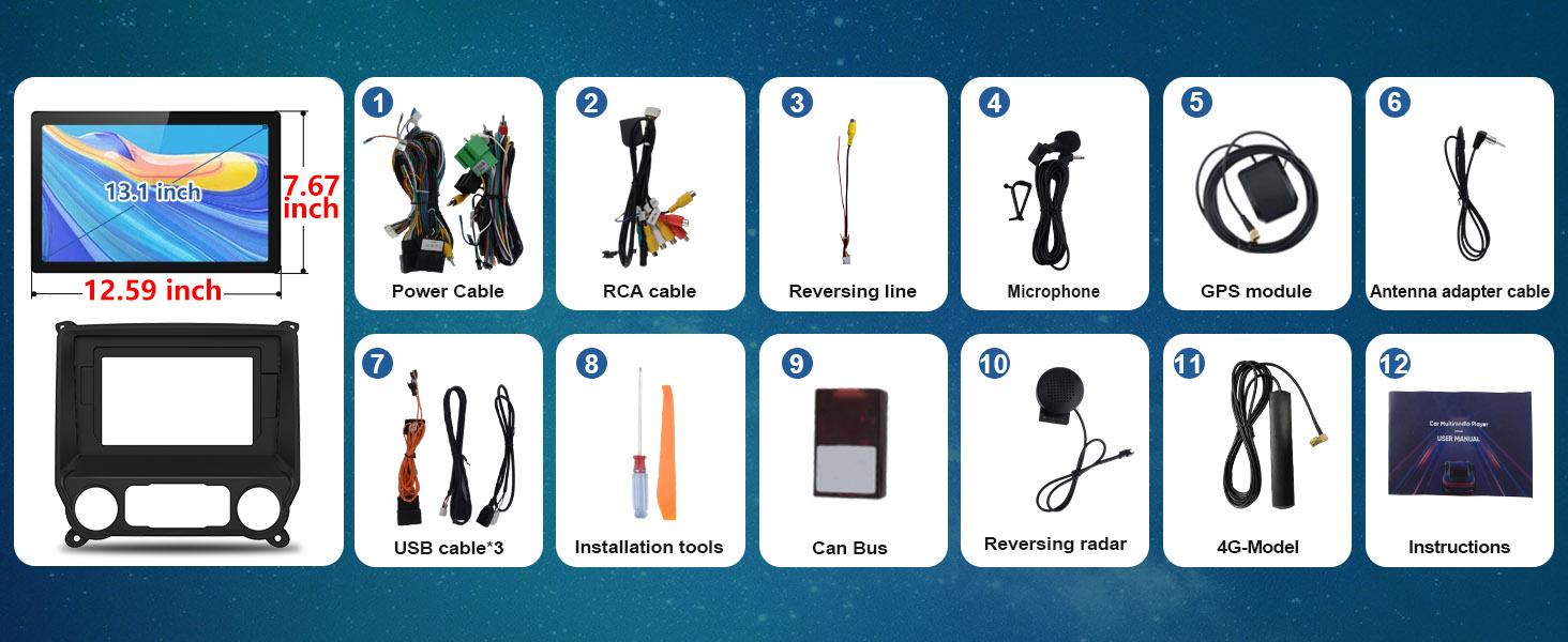 Car Stereo for Chevy Silverado GMC Sierra 2014-2018 touch screen has Android Auto Wireless Carplay, Bluetooth WIFI supports GPS Navigation（With Bose system, you need to purchase an additional fiber optic box! ! !）