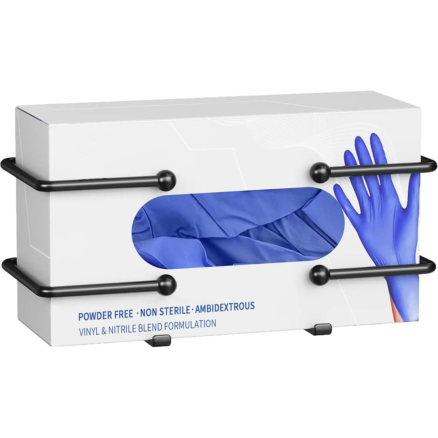 Glove Box Dispenser Wall Mount, Metal Tissue Holder, Black | Wall Mount Glove Holder Organizer for Disposable Glove Box & Tissue Box, For Lab, Kitchen, Bathroom, Garage