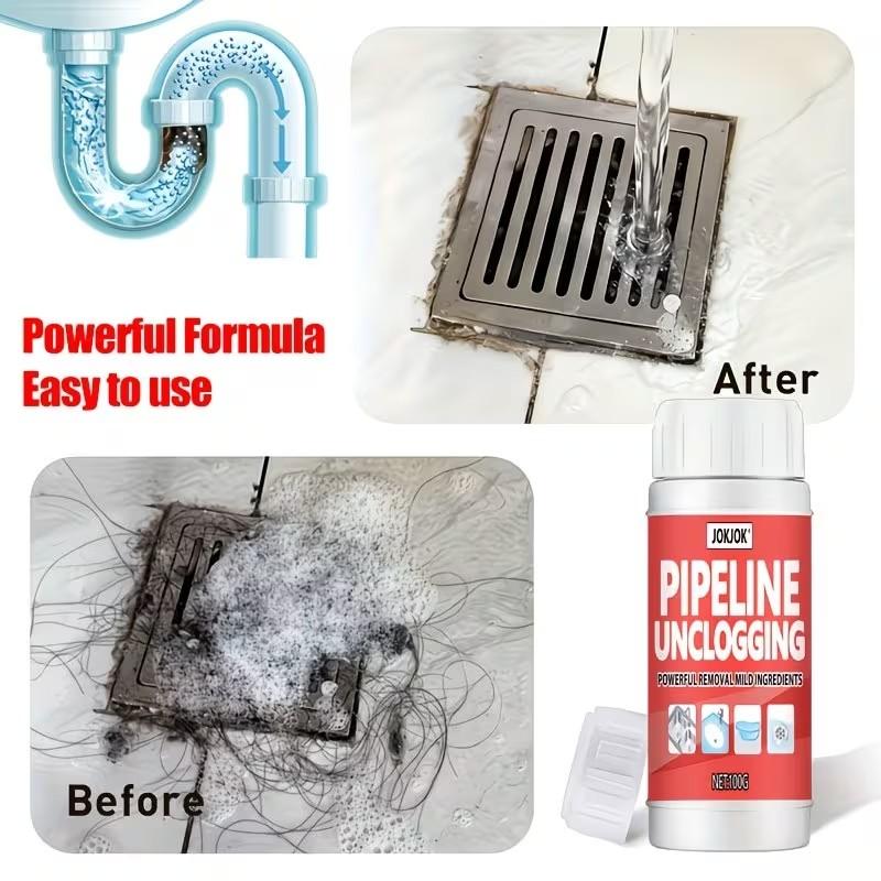 Drain Pipe Cleaning Set, Powerful Unclogging Solution, Safe Formula for Toilets, Bathrooms and Kitchens, Quick Blockage Removal, Drain Cleaner Powder