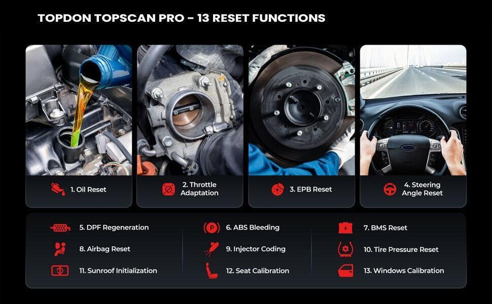 TOPDON TopScan Pro obd2 Scanner Bluetooth Connect Full System Diagnostics for iOS and Android for All Code Readers with Reset 13+ Reset Service Key Programmer Portable Topscan Lite Upgrade Car Vehicle Autos