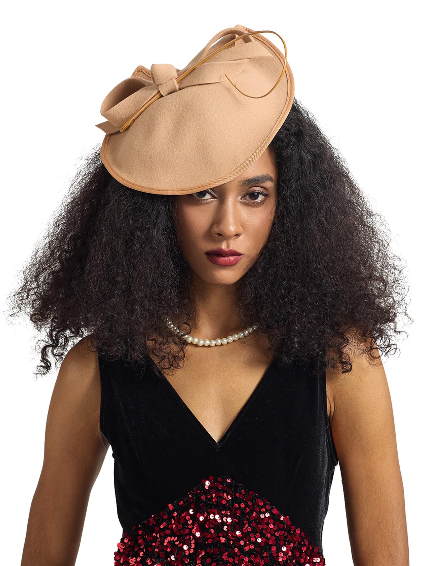 Fascinator Hats for Women Bridal Tea Party Hats 20s 50s Vintage Cocktail  Wool Hat Headband with Feather for Wedding Church - TikTok Shop