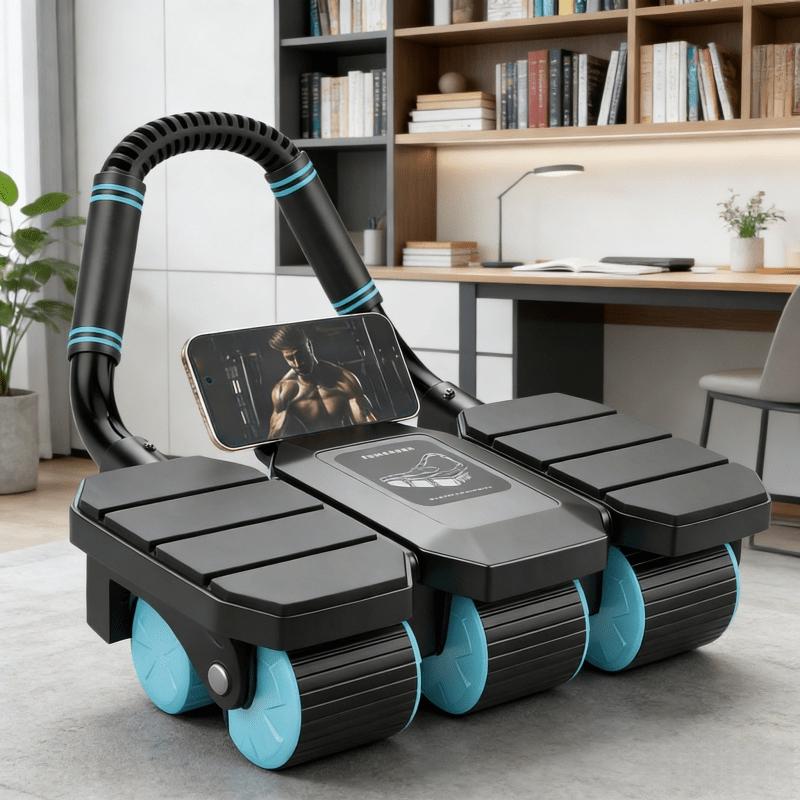 Core Ab Trainer with Elbow Support, Home Workout Equipment for Abdomen & Waist Shaping, Indoor Fitness Tool for Full Core Training, Stable Widened Anti-Tipping Wheel, Ergonomic Non-Slip Comfort Handles