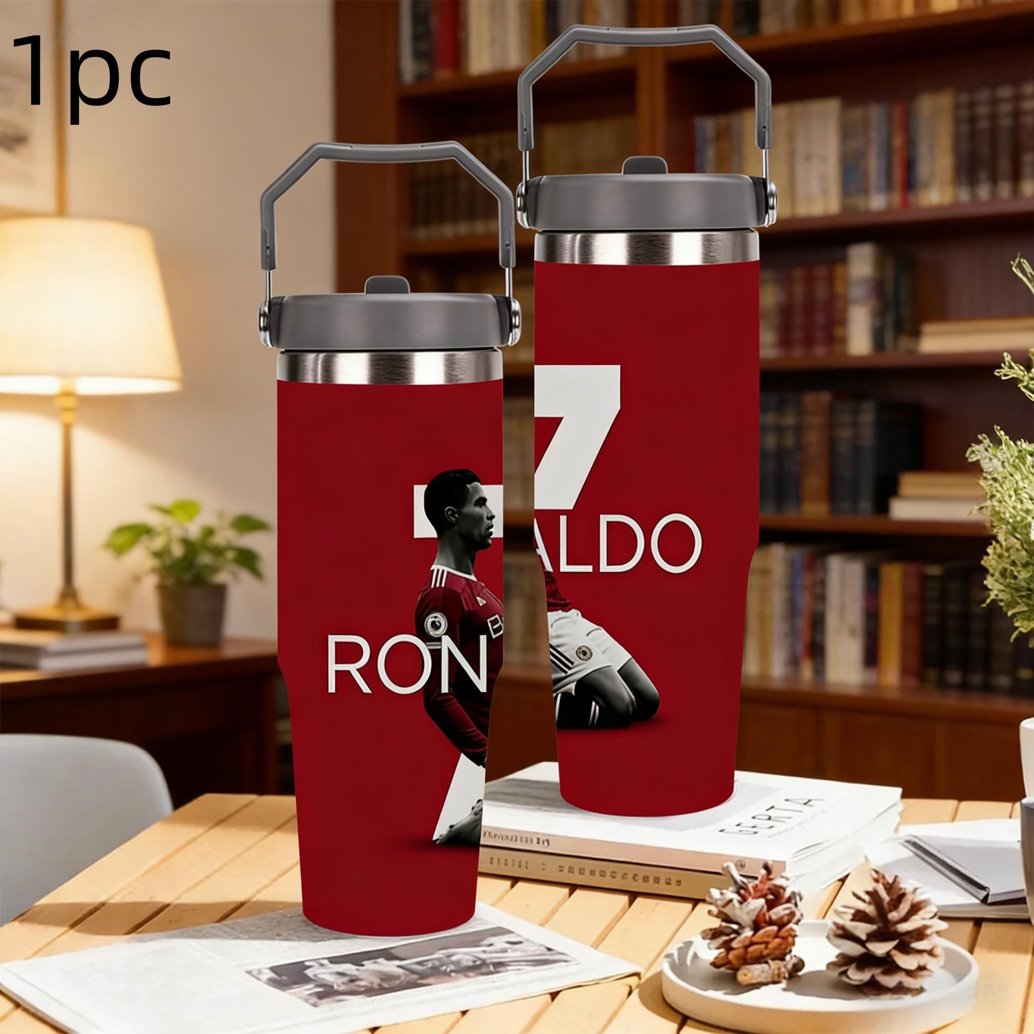 1pc 30oz stainless steel large-capacity car water bottle, Number 7 jersey Pattern，for Cristiano Ronaldo fans.for football enthusiasts. various patterns to choose from, fan gift, Outdoor camping Coffee Cups & Mugs