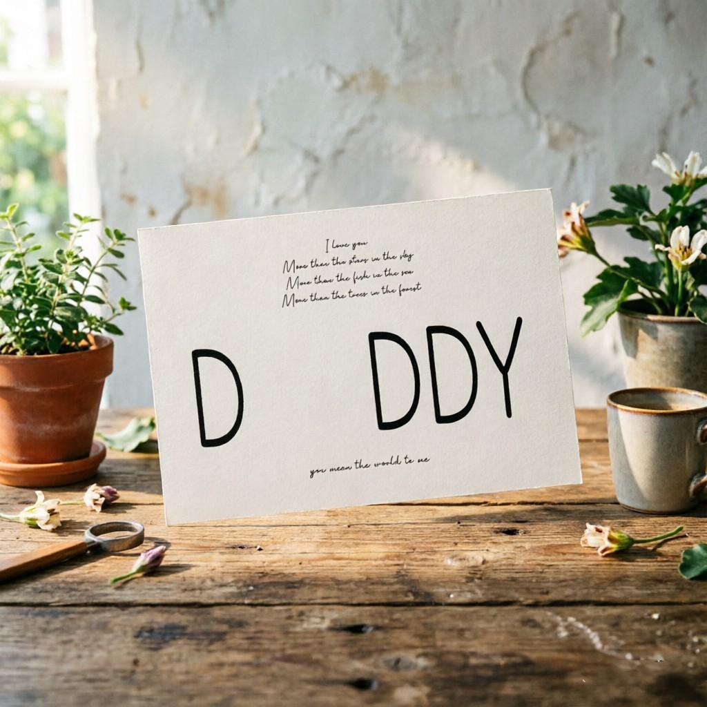 Father's Day DIY Handprint Art Set, Creative 'daddy' Letter Card, Handprint Replaces Letter A, Heartfelt Poem Included, Family Craft Gift