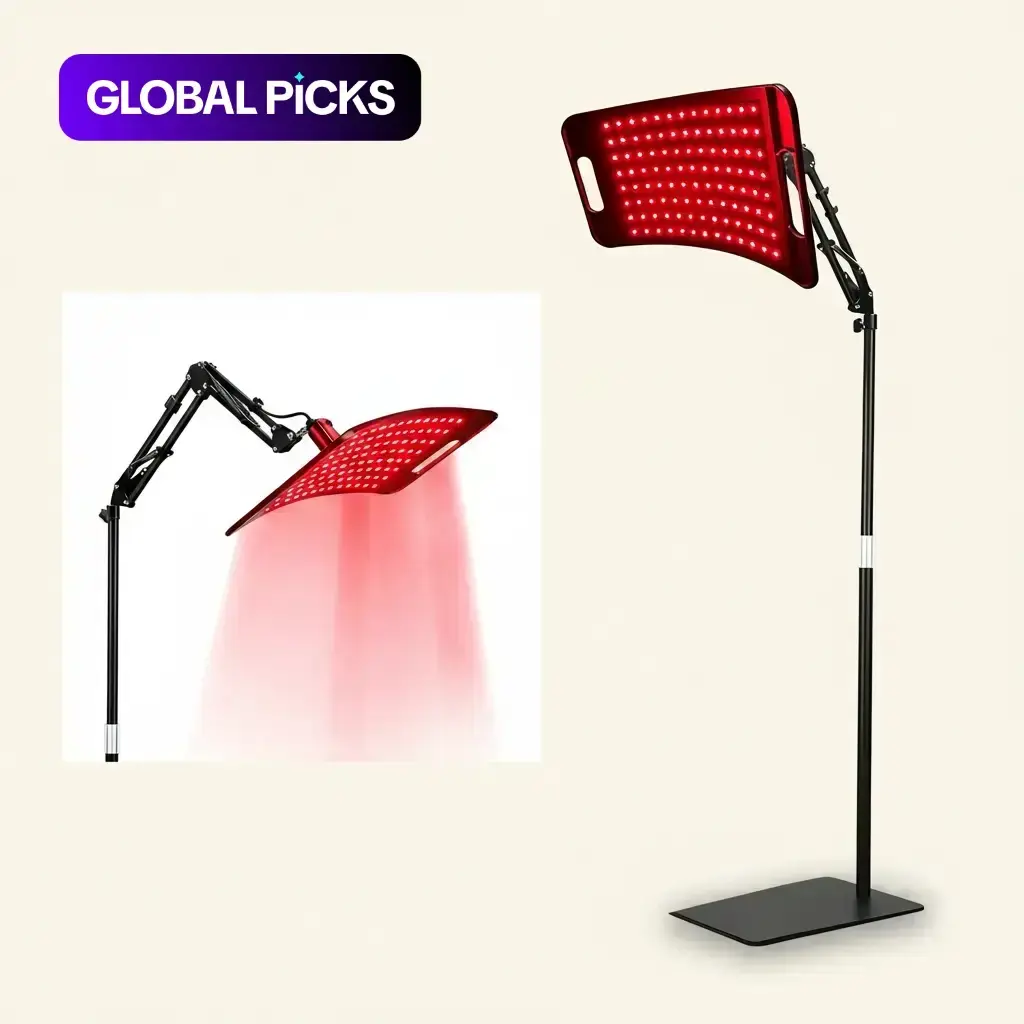 Infrared Light Therapy Lamp for Body and Face, 104-LED 24W Red Light Panel with 660nm Red and 850nm Near-Infrared Light, 40Hz Pulse Mode and 360° Swivel Base Therapy Lamp for Home Use Treatment #GLOBAL PICKS