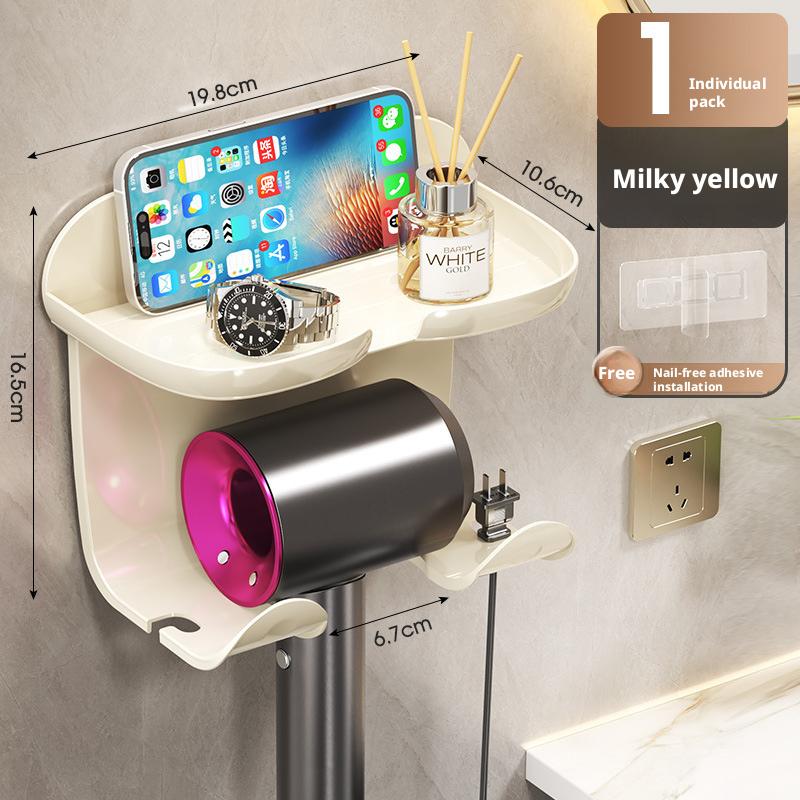 Multifunctional No-Drill Bathroom Hair Dryer Stand, Bear Head Integrated Hair Dryer Rack, Space-Saving Storage Solution for Bathrooms