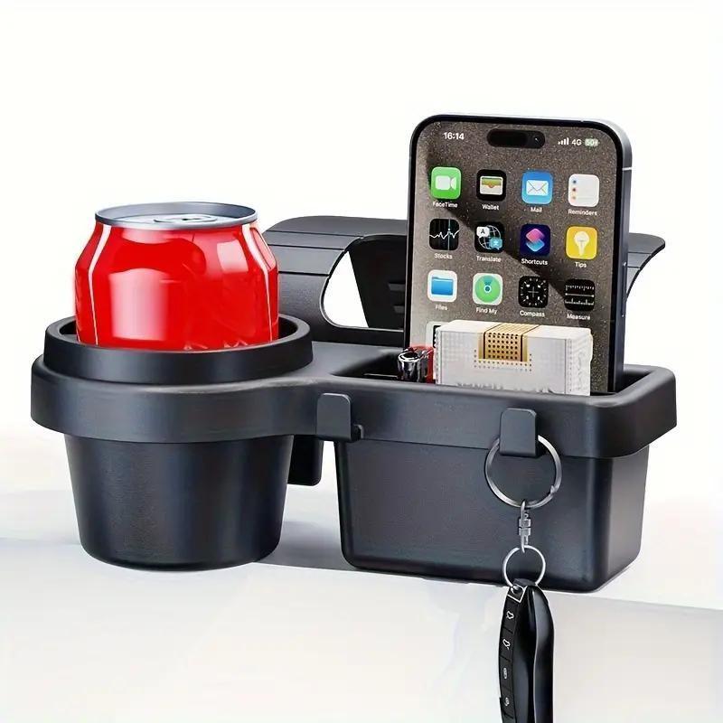 Car Door Side Storage Box, Multi-Functional Hanging Organizer with Cup Holder, Phone Slot, Card Pouch, Durable Plastic Car Accessory