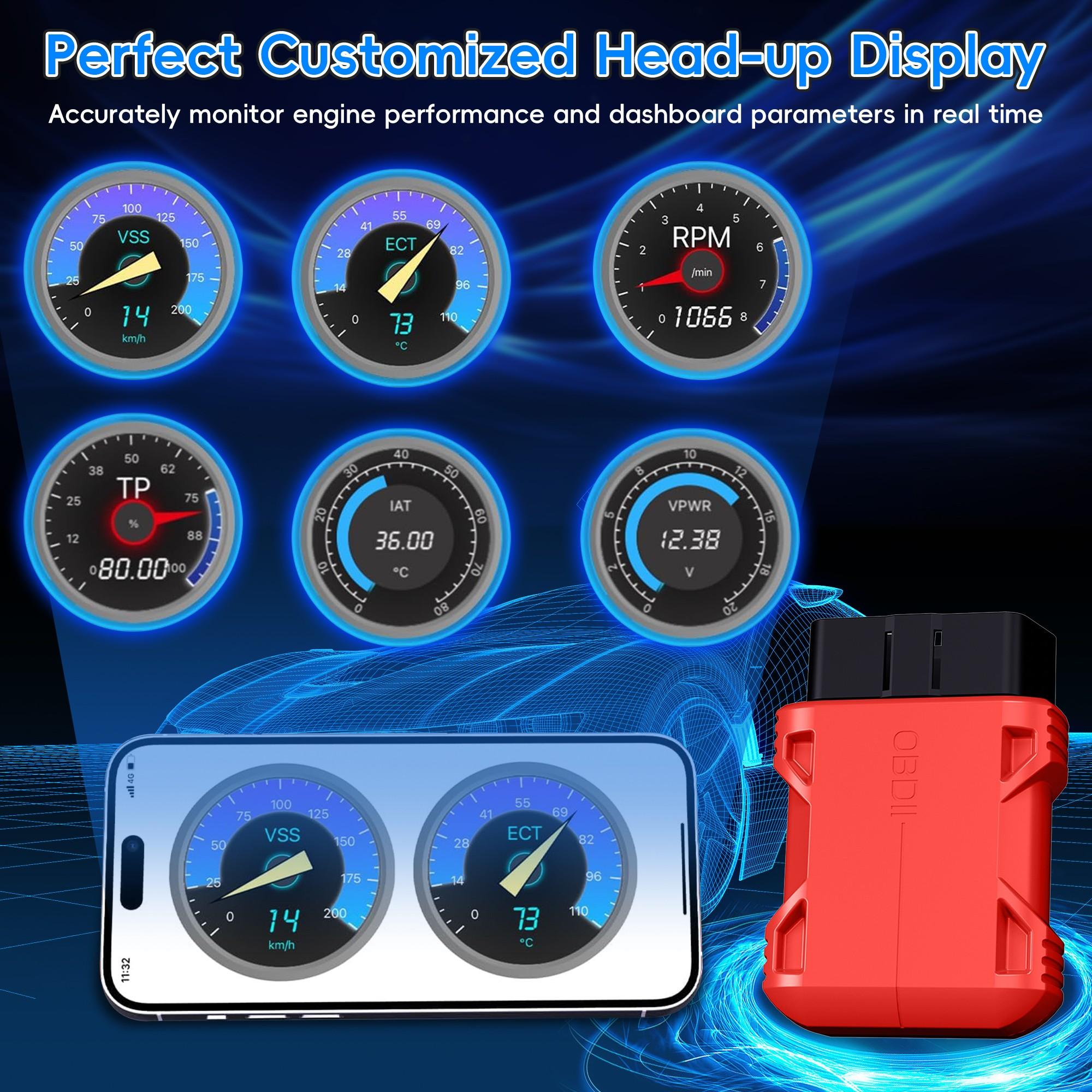 Wireless Obd2 Scanner, Bluetooth-compatible Dual-Direction Full System Automotive Diagnostic Tool, Compatible with iOS and Android, Car Code Reader