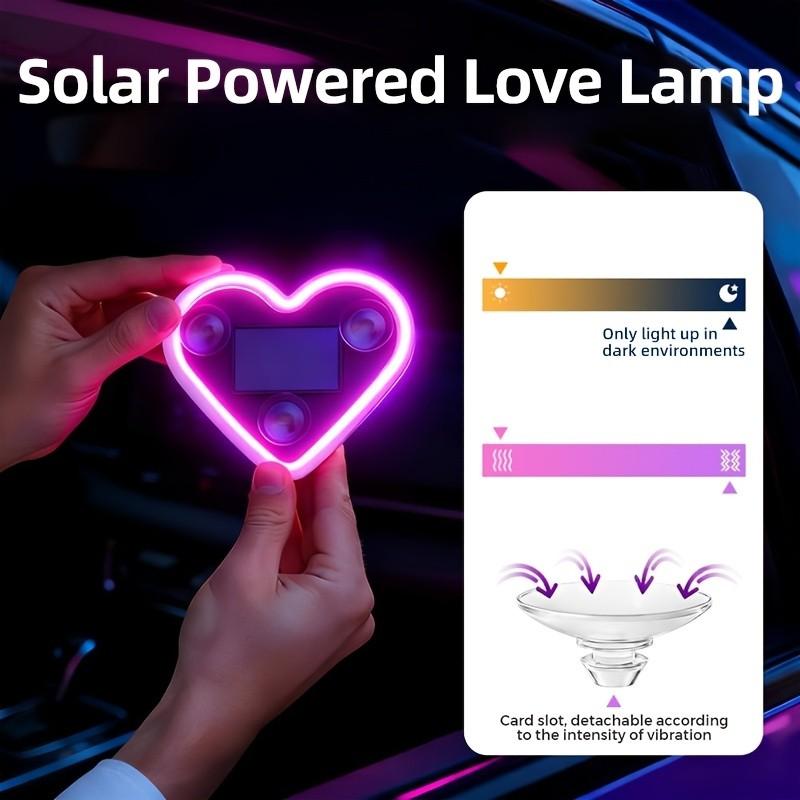 Solar Heart LED Car Light, Ice Blue Blue Colors, No Wiring Needed, Cute Car Decoration, Warm Home Atmosphere, Internal Use