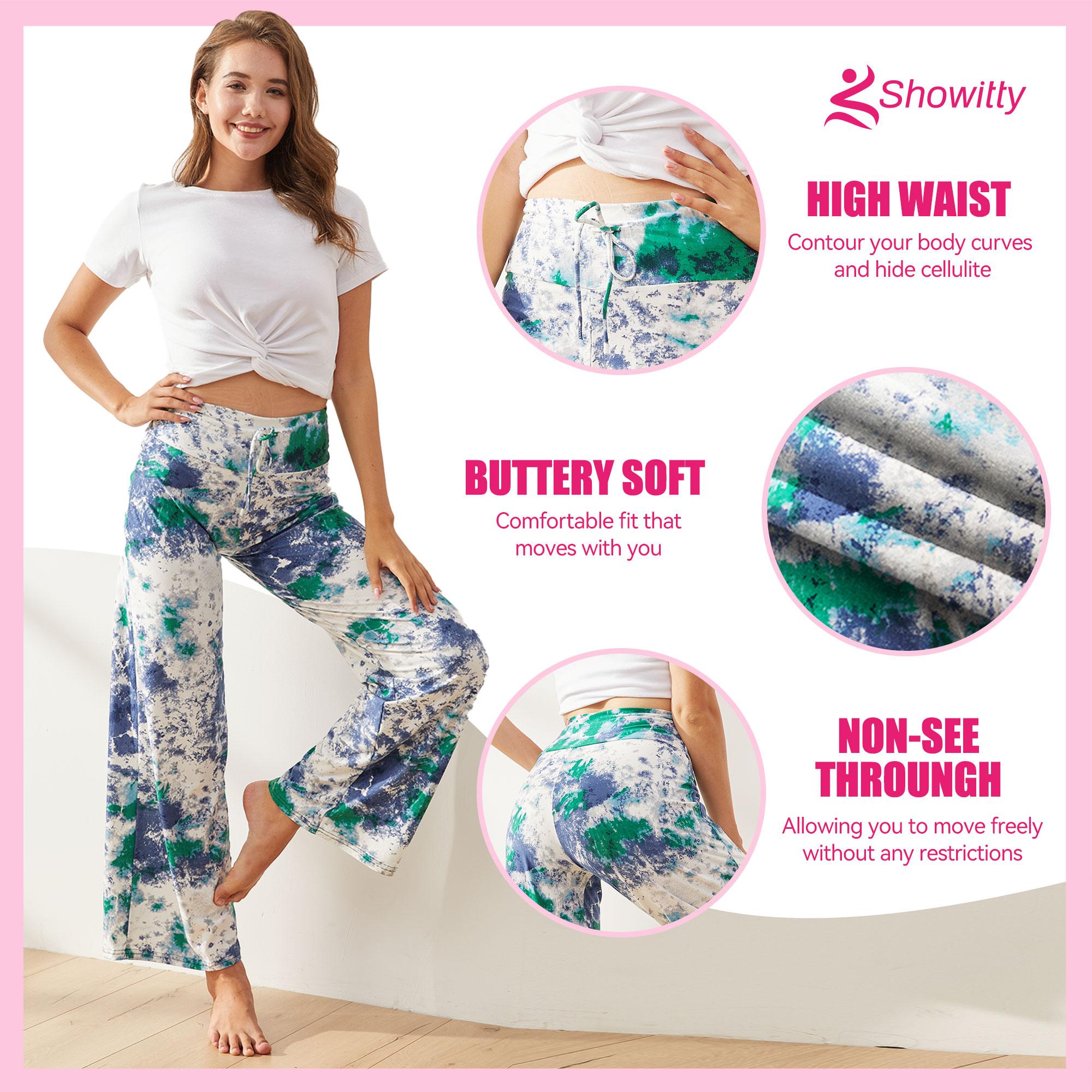 SHOWITTY 3 Pack Plus Size Women's Pajama Pants-Soft Comfy Casual Yoga Wide Leg Pants Loose Fit High Waist