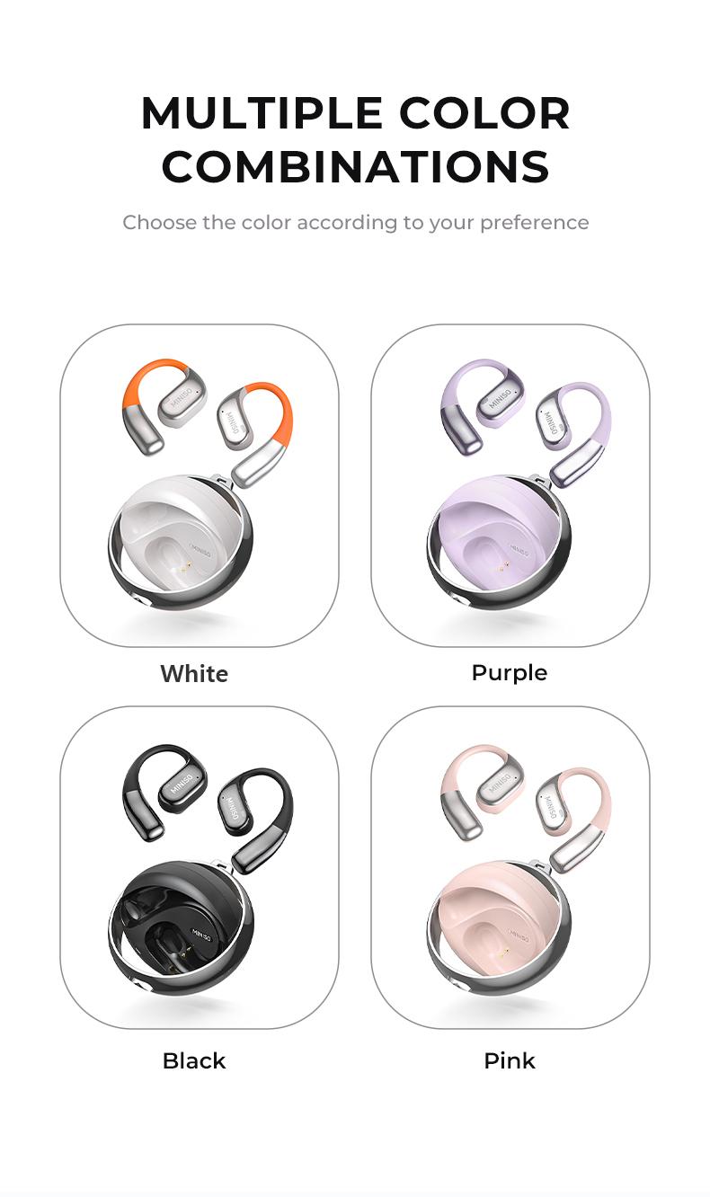MINISO MS152 True Wireless Open Ear Headphones Bluetooth 5.4 HIFI Stereo Earbuds Noise Canceling Sports Earphones IPX5 Waterproof With microphone