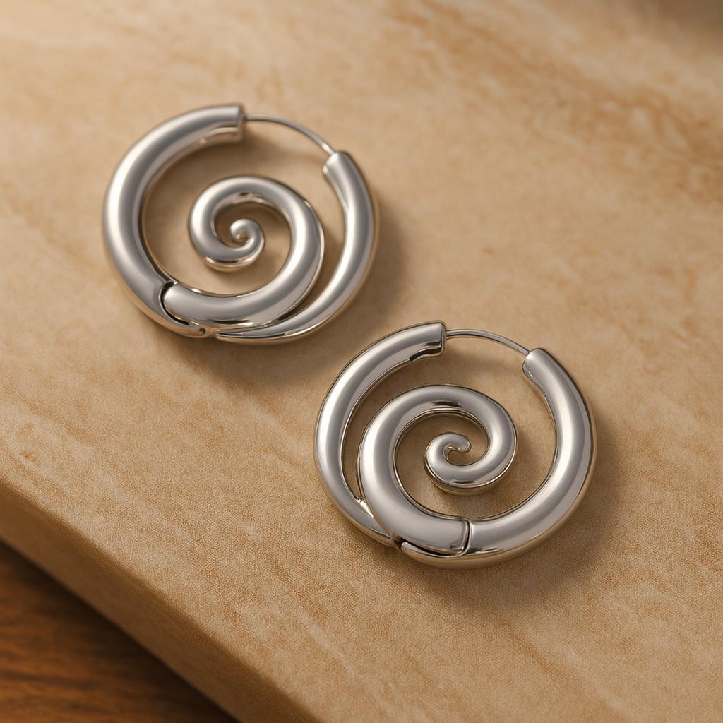 Faux Stretched Spiral Hoop Earrings for Women, Stainless Steel Coil Earrings, Gothic Spiral Ear Cuffs, Hypoallergenic Cartilage Helix Ear Jewelry
