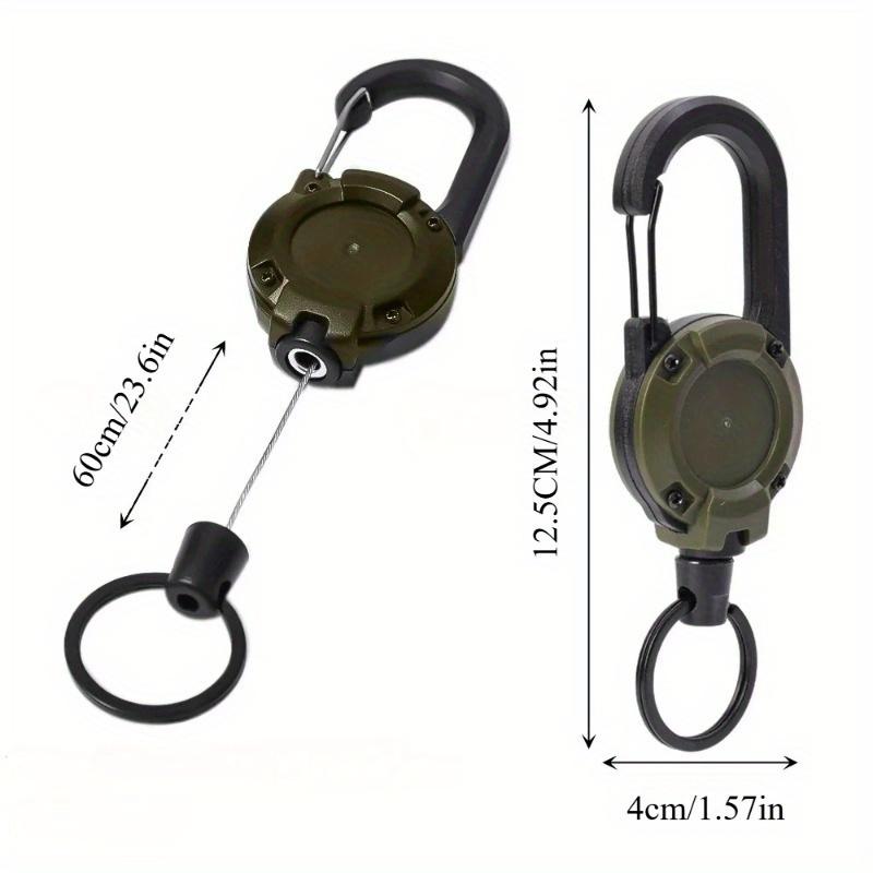 2-Pack Heavy Duty Retractable Keychains - Multi-Function Carabiner with Super Strong Steel Cable, Easy to Use, Unisex Design for Hiking, Camping & Climbing, Keychain Lanyard