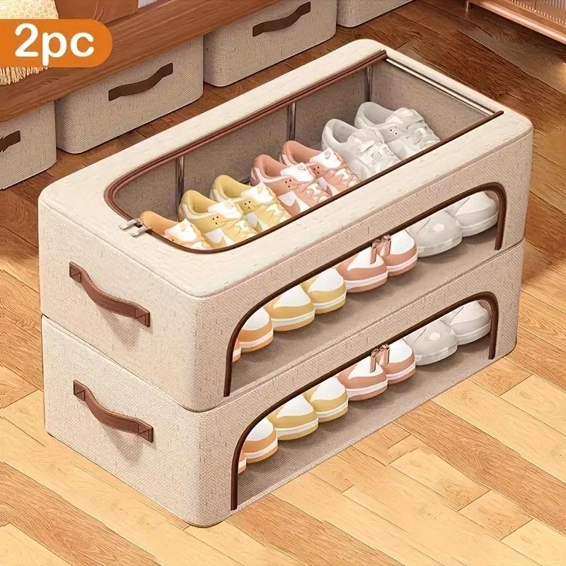 New Stackable Shoe Box with High Lid, Easy Access, Multi-Functional Bed Storage, Perfect for Home Dorm School Use, Organizer Box