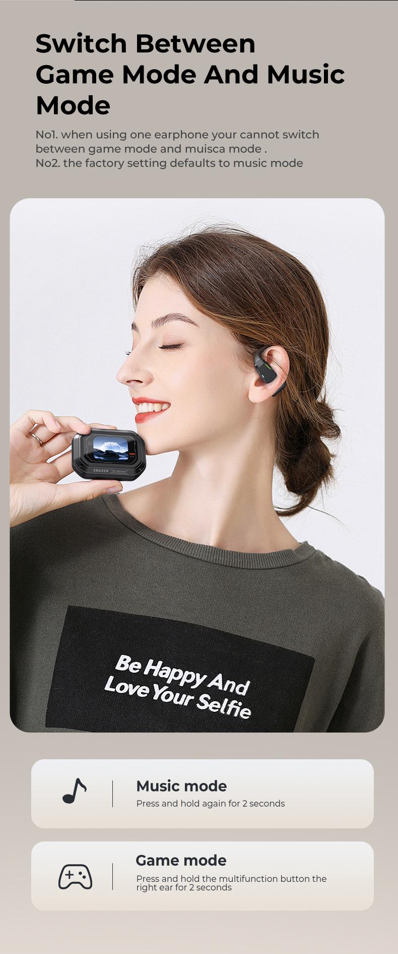 ERAZER XP6 Translation Wireless Earbuds With Translate APP Open Free Wireless Bluetooth Earphones For Listening To Music&Calling, LED Lights Touchscreen, Ergonomic Ear Hooks, Ultra-Comfort,Translator Wireless Headphones,Support 150 languages,30H Playtime