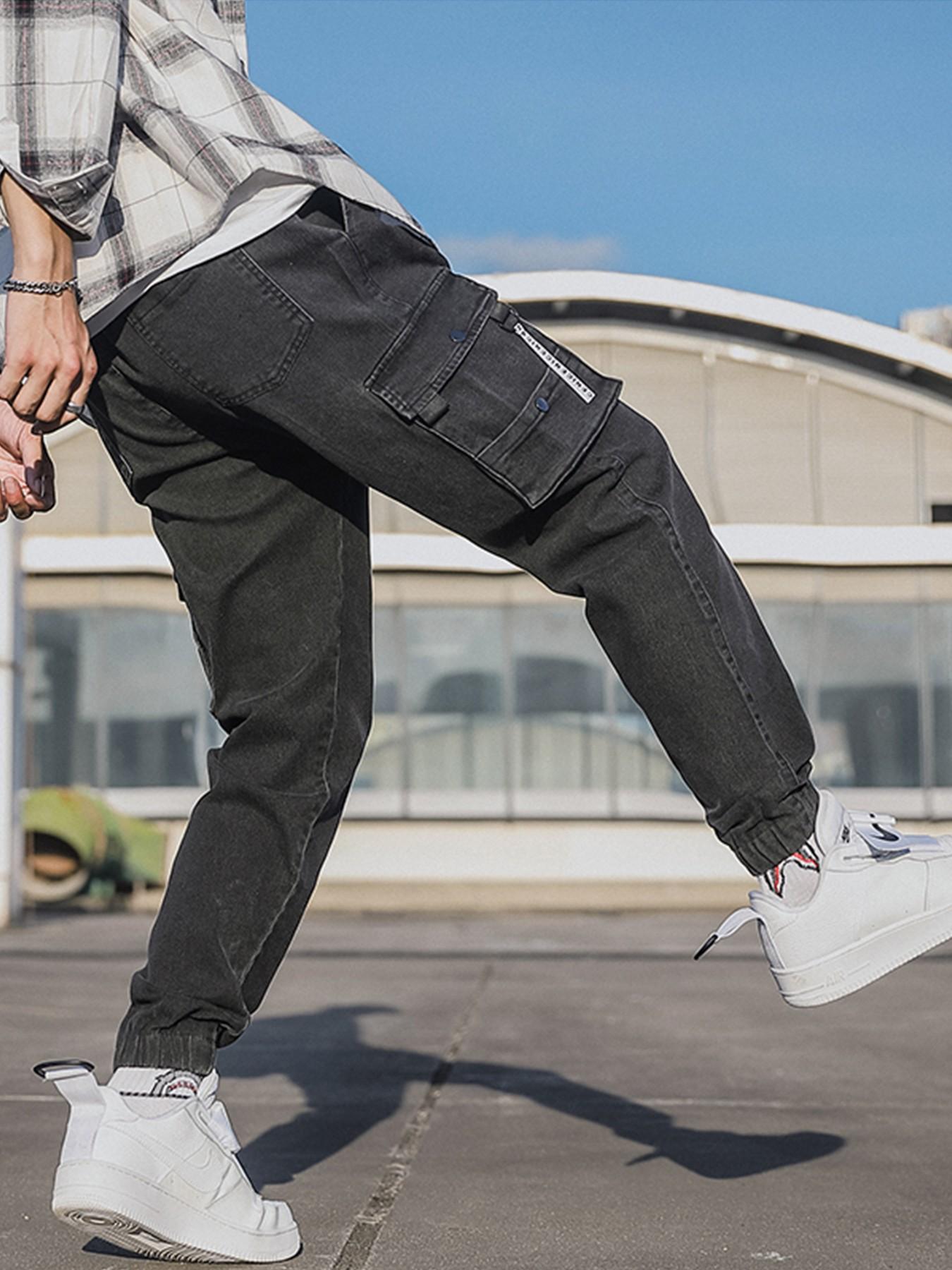 Teen Boys American Retro Loose Jeans, Campus Daily Street Skateboard Wide Leg Long Pants, Fashion Slim-Fitting All Seasons