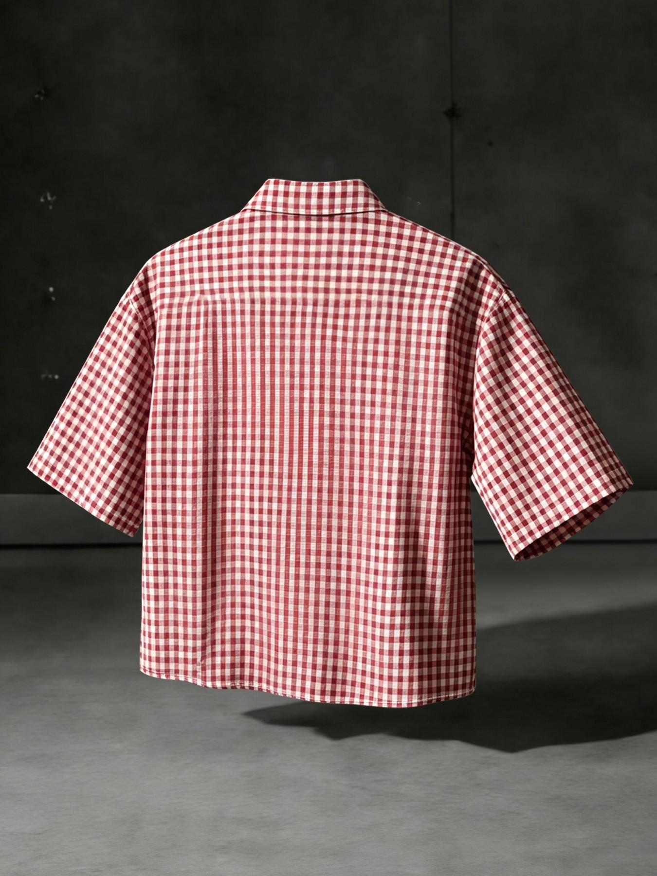 Men's Short Gingham Print Sleeveless Shirt, Plaid Fashion Casual Top, Comfortable Daily Wear, Trendy Design