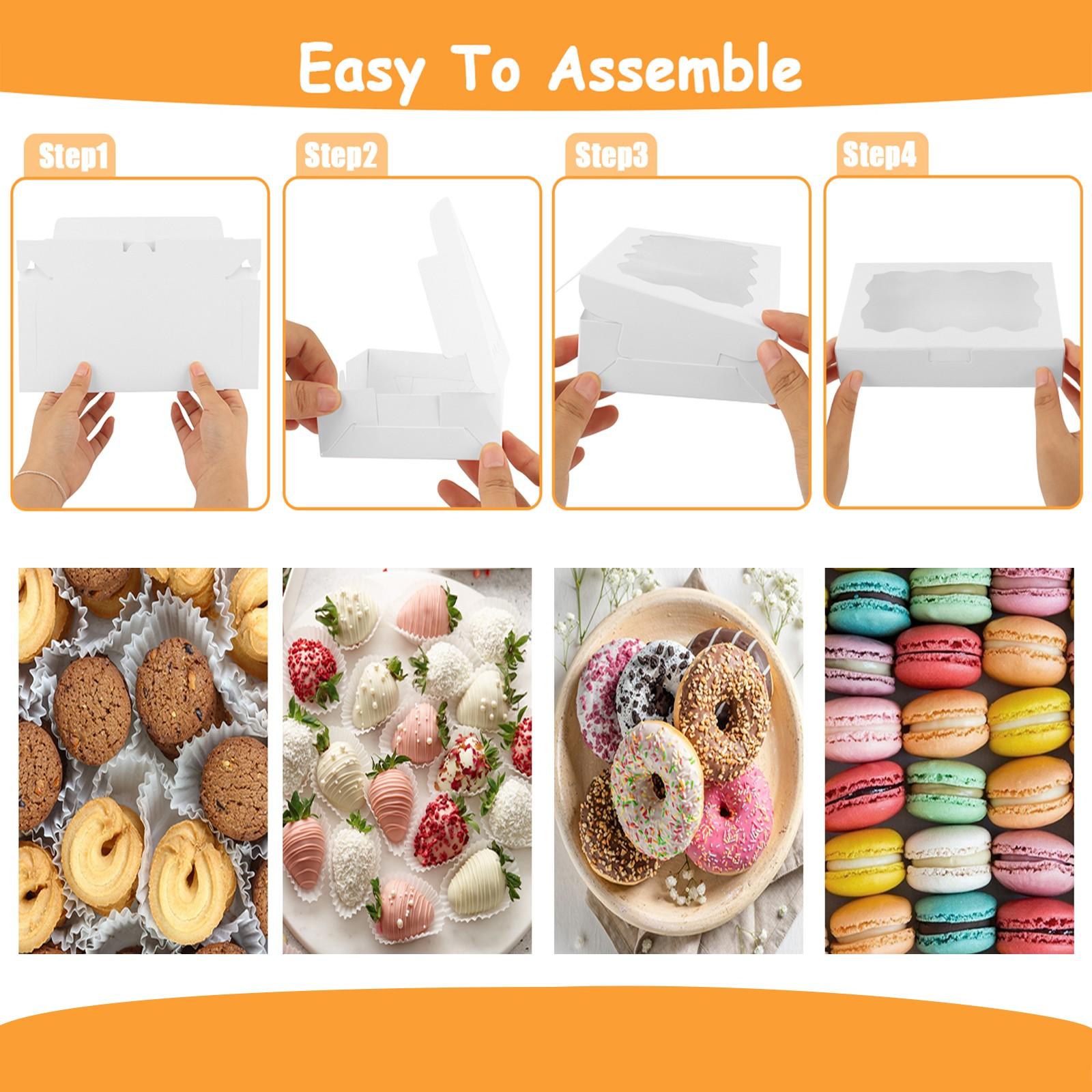 White Cookie Boxwith Window 7.09x4.9x1.75 Inch TwoUses Pastry Biscuit Bakery Box ForPackaging Bakeware
