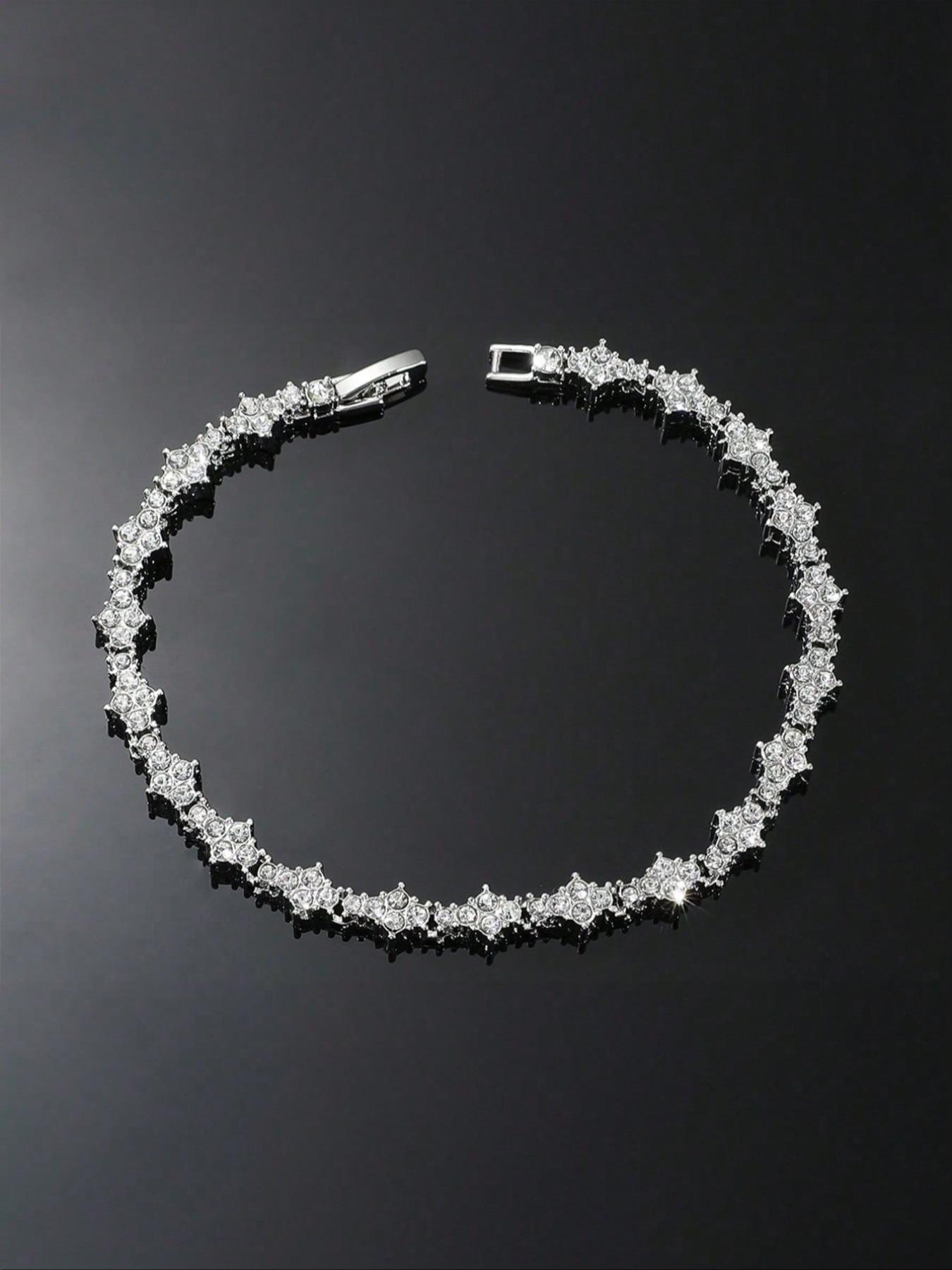 Hip-hop Style Tennis Bracelet, Alloy Chain Bracelet, Cz Bracelet, Accessories for Men and Women, Classic Sparkling Cubic Zirconia Commemorative Gift for Birthdays, Anniversaries, Exquisite Trendy Bracelet, Jewelry Bracelet, Bling Stylish Accessory