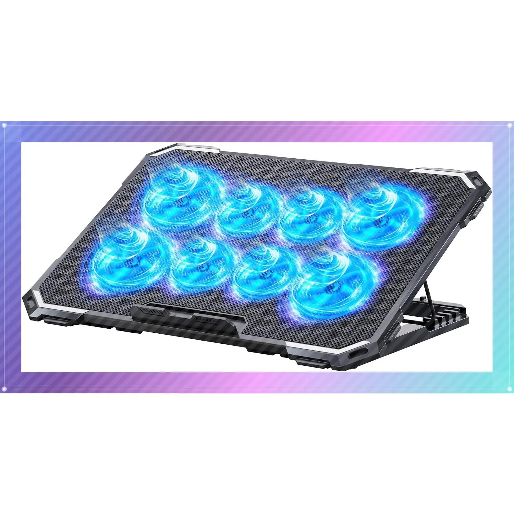 Laptop Cooling Pad with 8 Fans for 13-15.6 Inch Notebooks, 6-Level Height Adjustable Laptop Cooler Stand with Dual USB Ports, 2025 VersionGift