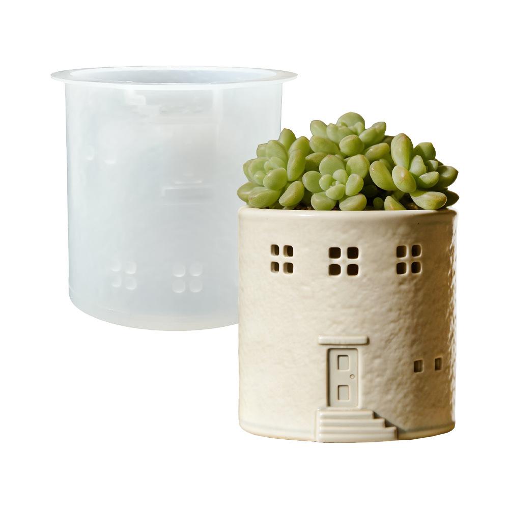 House modeling silicone mold multifunctional DIY handmade mold plaster flower pot pen holder candle cup creative desktop storage decoration food grade silicone high temperature resistant and easy to release handmade lovers must