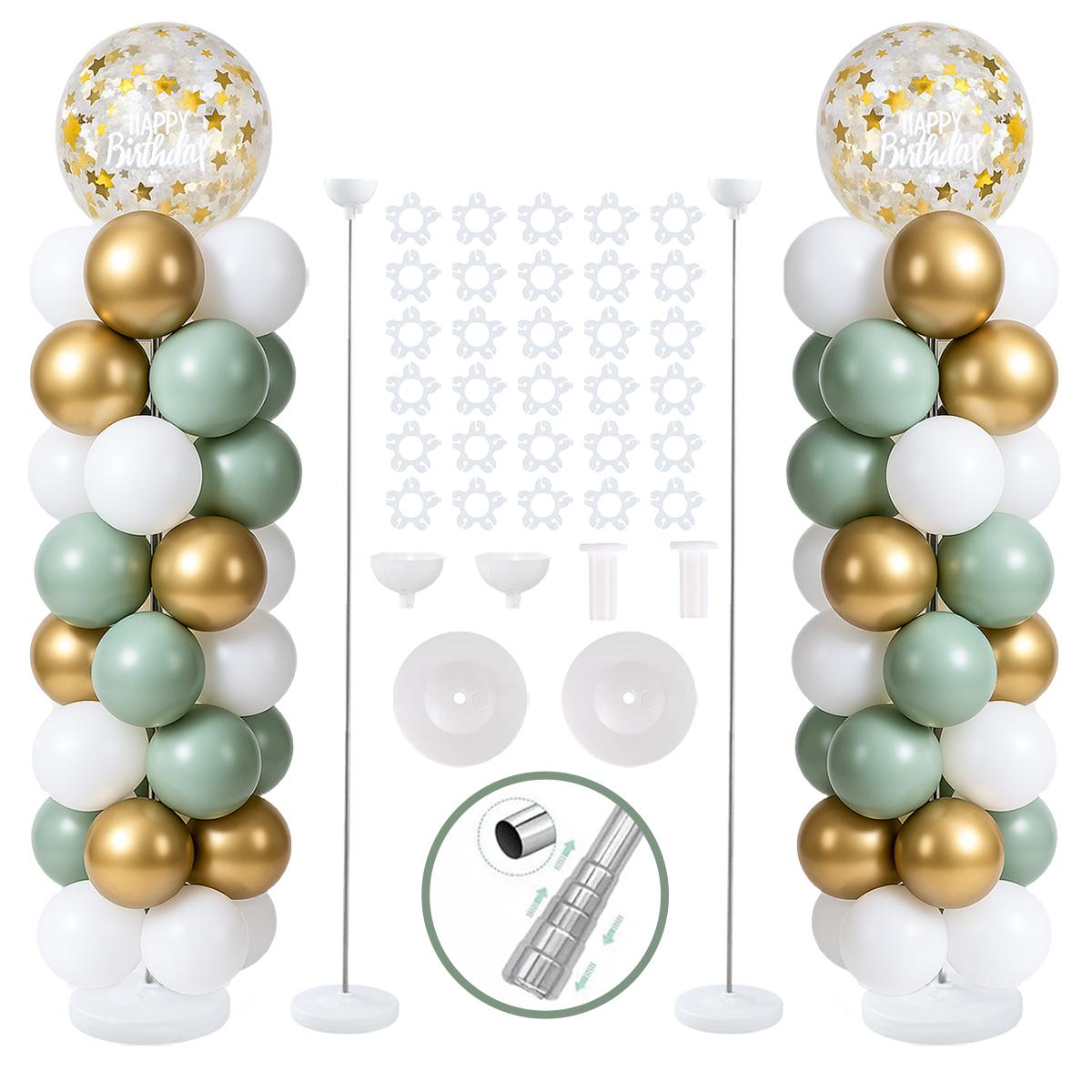 Balloon Column Stand Set of 2, Adjustable 7 Feet Ballon Arch Stands with Reusable Metal Telescopic Design for Birthday, Wedding, Baby Shower, Halloween, Graduation Party Decoration
