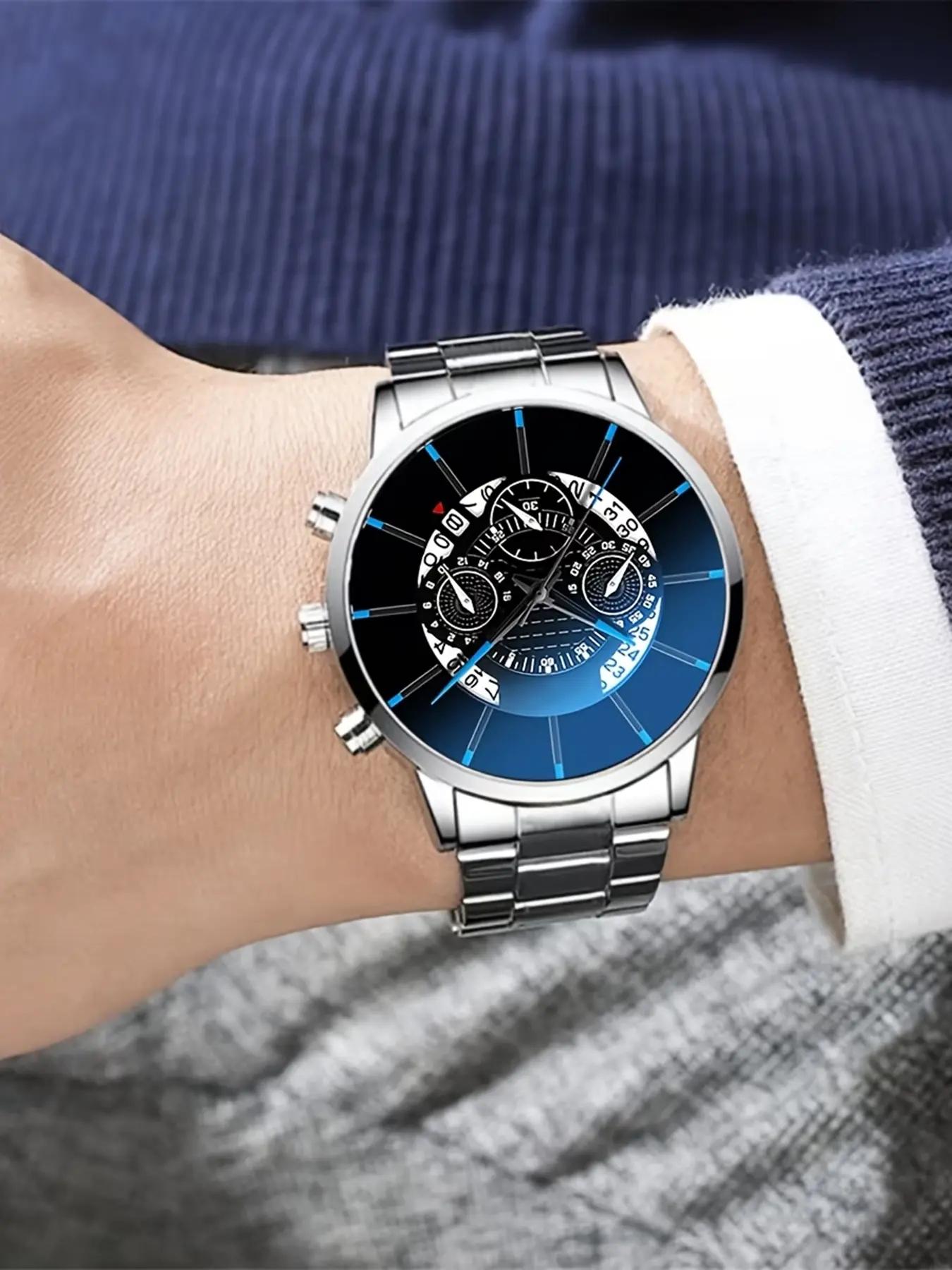 A 4-piece fashionable and avant-garde men's watch set, equipped with a beautifully designed dial and a multifunctional high-end necklace, is an excellent gift for boyfriends, fathers, brothers, or family during holidays