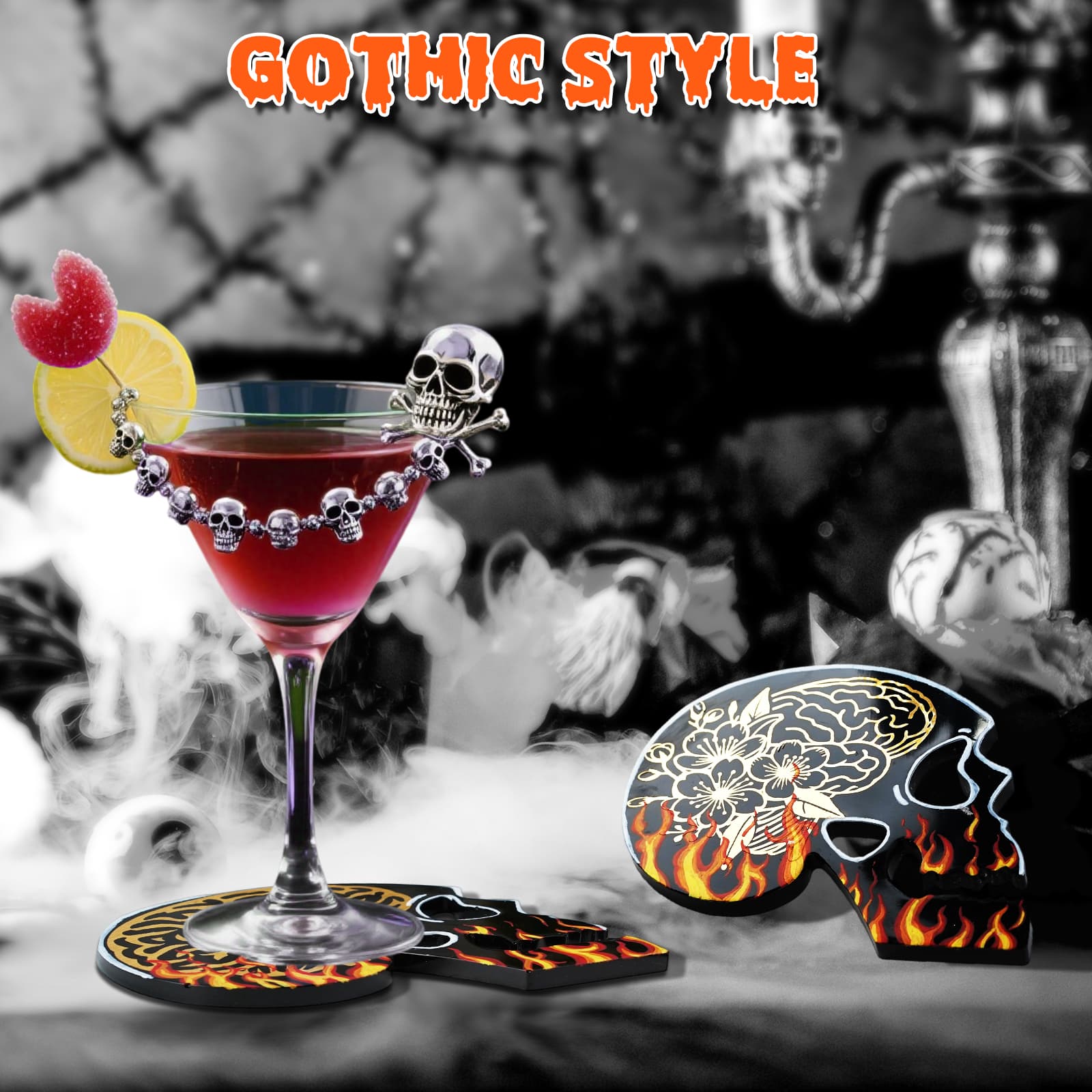 4 Pcs Skull Coaster Resin Molds, Coaster Silicone Molds with Holder, Halloween Coaster Molds for Epoxy Resin, Skull Coasters Decoration for Festival, Ideal Gifts for Crafter and Artist - LET'S RESIN