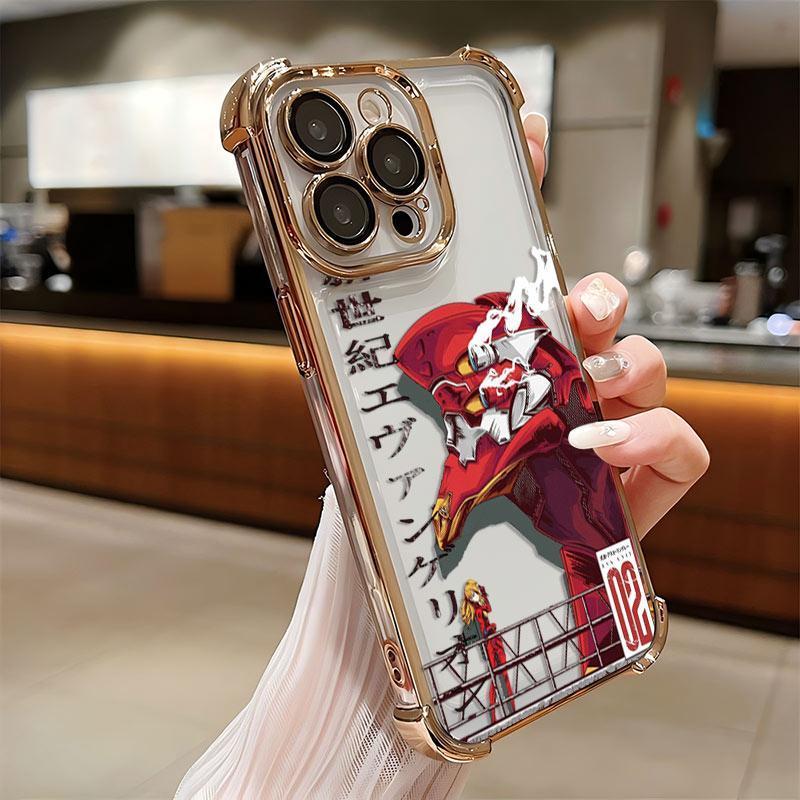 Anime Plating Phone Case for Anime E-Evangelions IPhone 17 Pro Max Air 16e 16 15 14 13 12 11 Pro Max Plus & Samsung Galaxy S25 Ultra S24 S23 S22 S21 Plus Anti-Fall Airabag Back Cover Animematte Hard Case Smartphone Cellphone