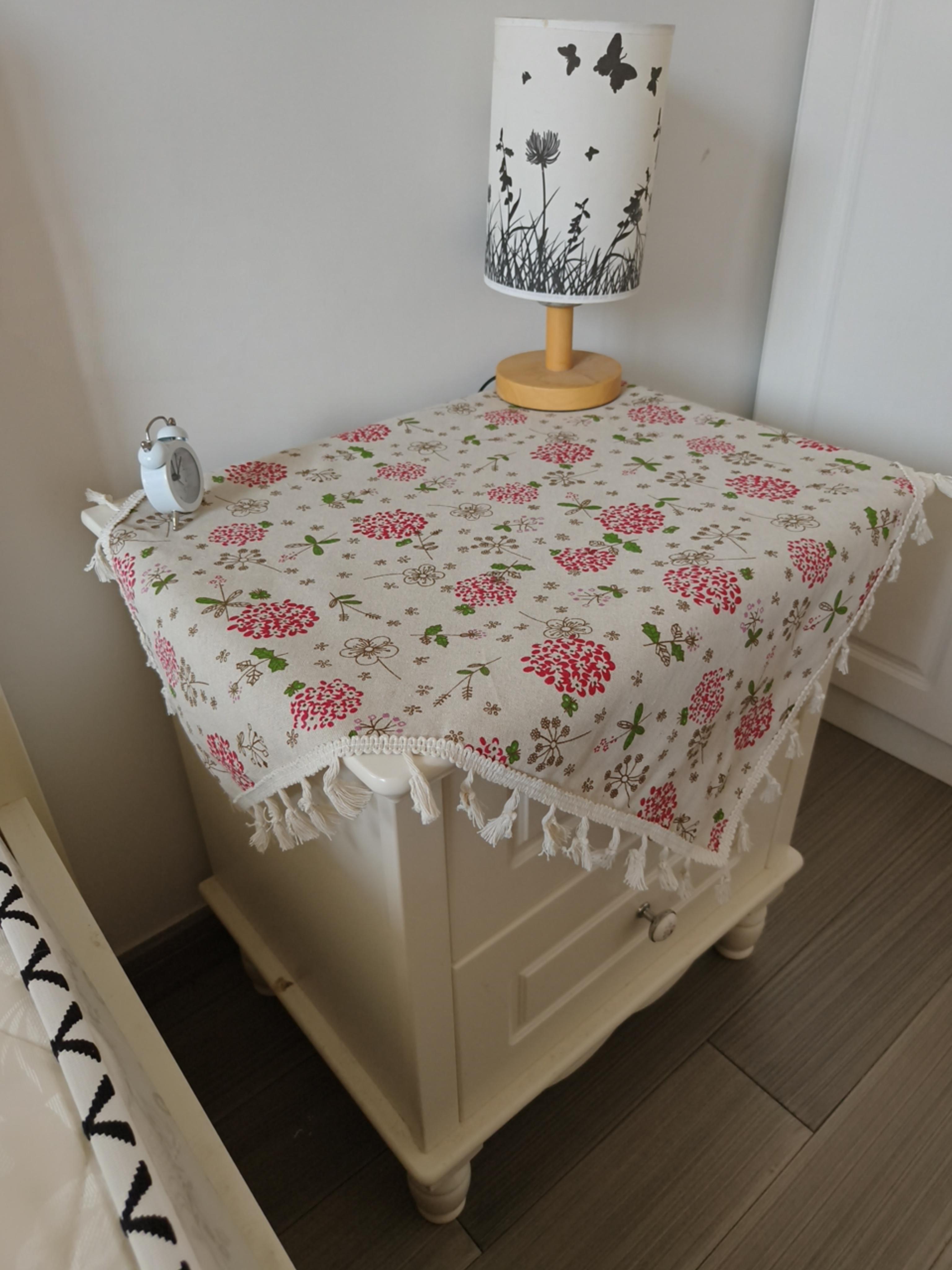 1 pc Fresh Cotton Flower Tablecloth, Cute Farmhouse Style, Square and Round Sizes Available, Home Decor for Cabinets and Nightstands