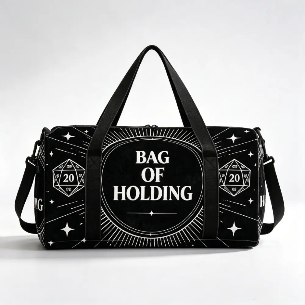 bag of holding Black and white magic card style fitness bag Machine Washable for Gym Large Capacity with Side/Inner Pockets Daily Use (Great Gift) Unisex Fitness Yoga Bag - Durable Polyester Suitcase-Fixable Adjustable Strap Travel