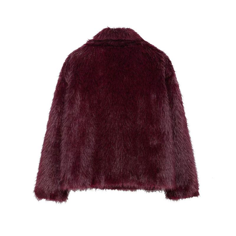 Women's Plain Faux Fur Jacket, Casual Fitted Jacket, Collar Padded Warm Coat, Winter Party Luxury Layered Outerwear, Casual Daily Wear