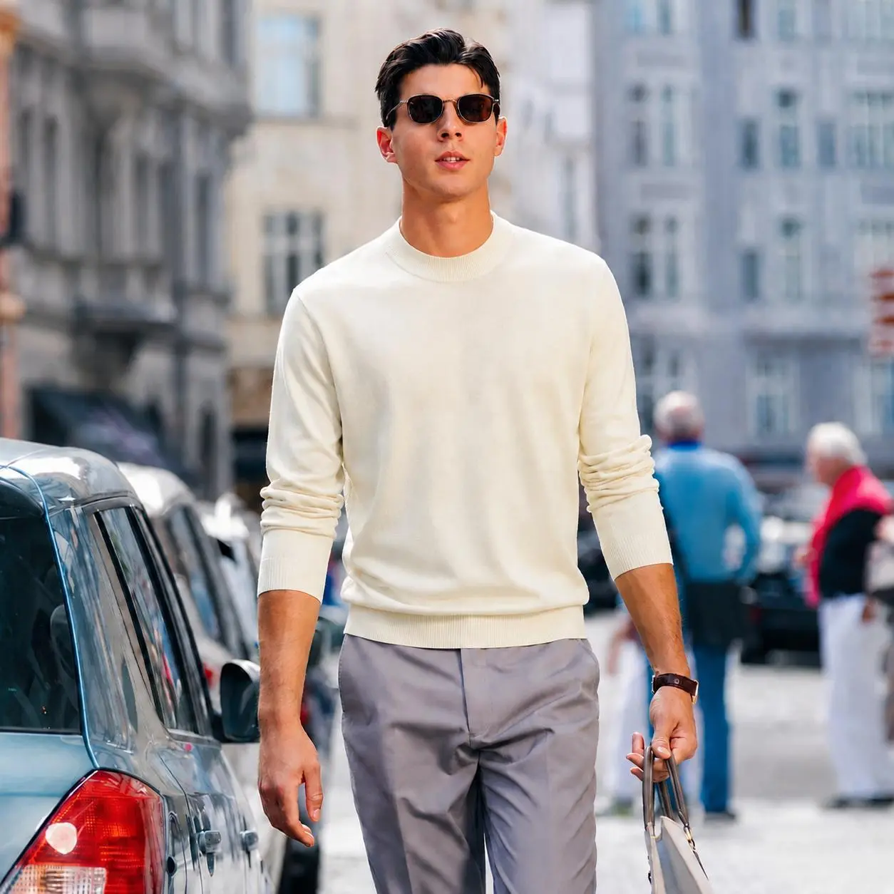Boveme Men's 100% Merino Wool Sweater | Machine Washable | Soft Touch | Quiet Luxury