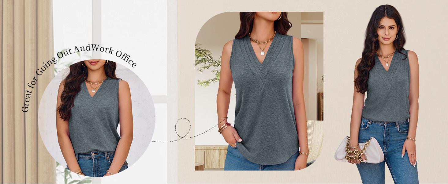 Cicy Bell Women V Neck Tank Tops Dressy Casual Summer Loose Fit Sleeveless Shirts Blouse Comfy Womenswear Soft Basic Cicy Bell Women V Neck Tank Tops Dressy Casual Summer Loose Fit Sleeveless Shirts Blouse Comfy Womenswear Soft Basic