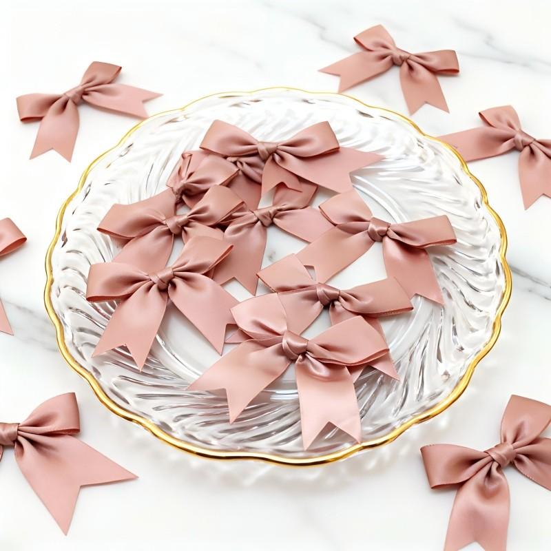 50pcs Christmas Tree Ribbon Bow, 8.5x8.5cm, 2.5cm Width, Holiday Decor, Floral Wreath & Gift Wrapping, Durable Material