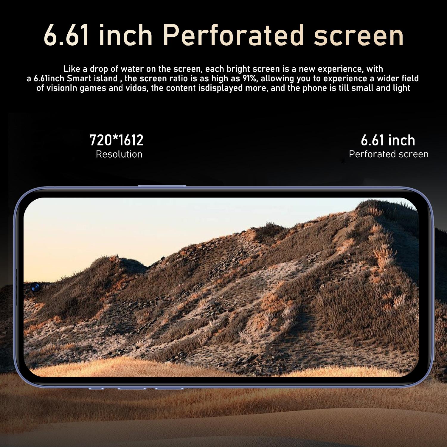 FUFFi-M17 Pro Fashion Smartphone, 6.61-Inch Large Screen, 4G Network, 5MP + 16MP High-Definition Camera, Quad Core Android 10.0, 3GB RAM+64GB ROM, 3500mAh Battery, Dual SIM Dual Standby, Cellphone with Metal Frame