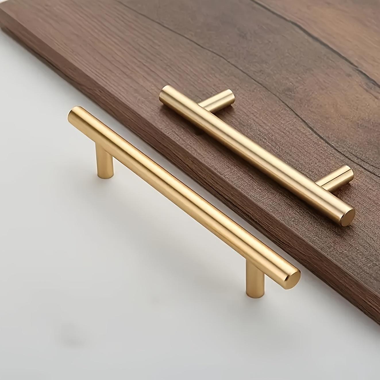 40pcs Gold Cabinet Handles, Wardrobe, Drawer, Kitchen Cabinet Handles, Stainless Steel Brushed Plated Handles, Powder Coated, Includes Installation Screws, Eas