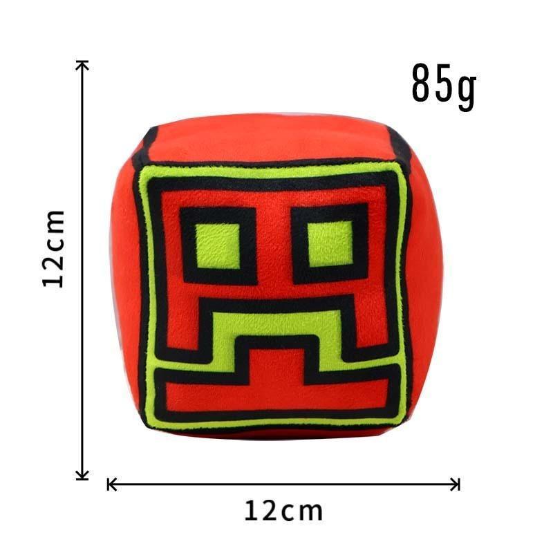 Soft Geometry Dash Cube Plush Toy Set, Cute Game Character Stuffed Plushies, Lovely Room Decor, Funny Birthday Holiday Presents for Children & Game Fans
