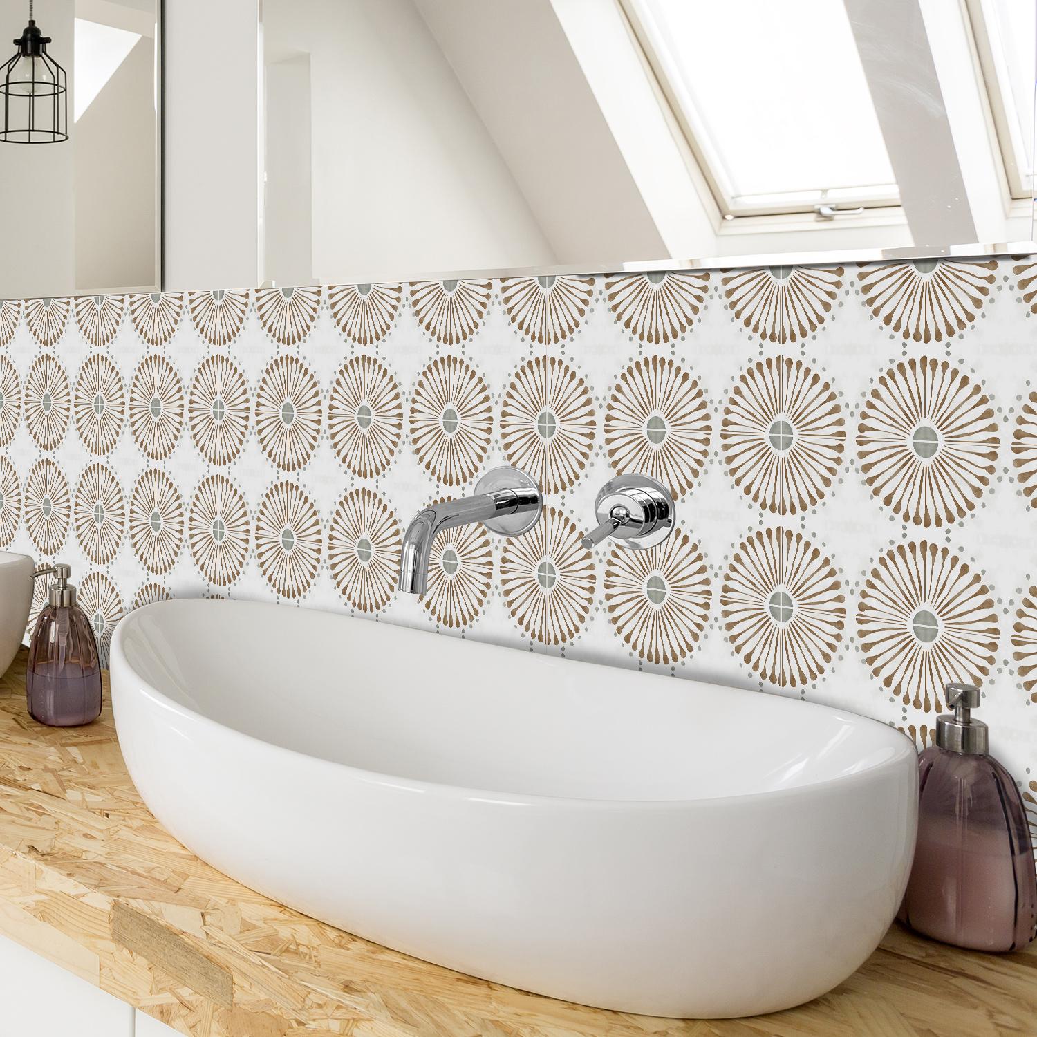 Geometric Pattern Self-adhesive Removable Tile Backsplash, Waterproof & Oil-resistant Wall Sticker, Wall Decor for Kitchen & Bathroom