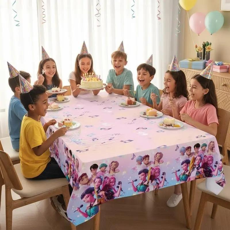 Hunter Girl Party Tablecloth for Kpop Fans, Waterproof Disposable Table Cover, Party Decorations, Birthday & Event Supplies, Perfect Gift for Anime & Kpop Themed Parties