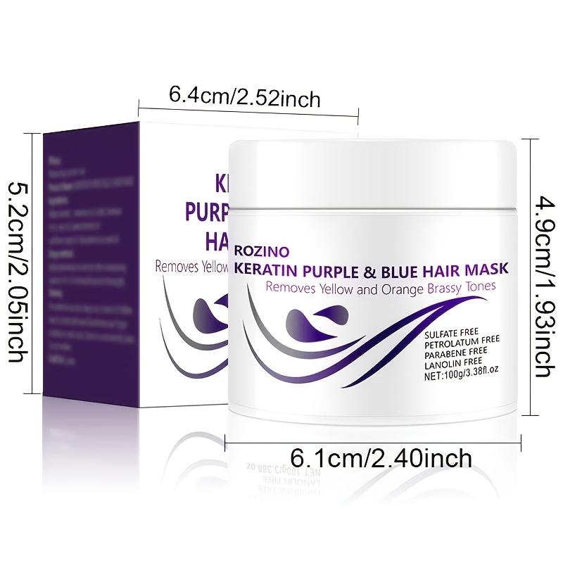 ROZINO Keratin Purple & Blue Hair Mask: Targeted Removal of Yellow and Orange Brassy Tones reusable extensions