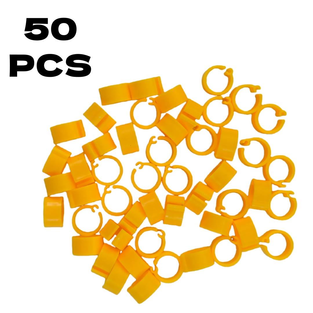 Colorful Parrot Pigeon Foot Rings Set of 50, No-Word Identifier Bands, Bird Training Tools, Plastic Anti-Drop Feet Clips, Pet Bird Accessories