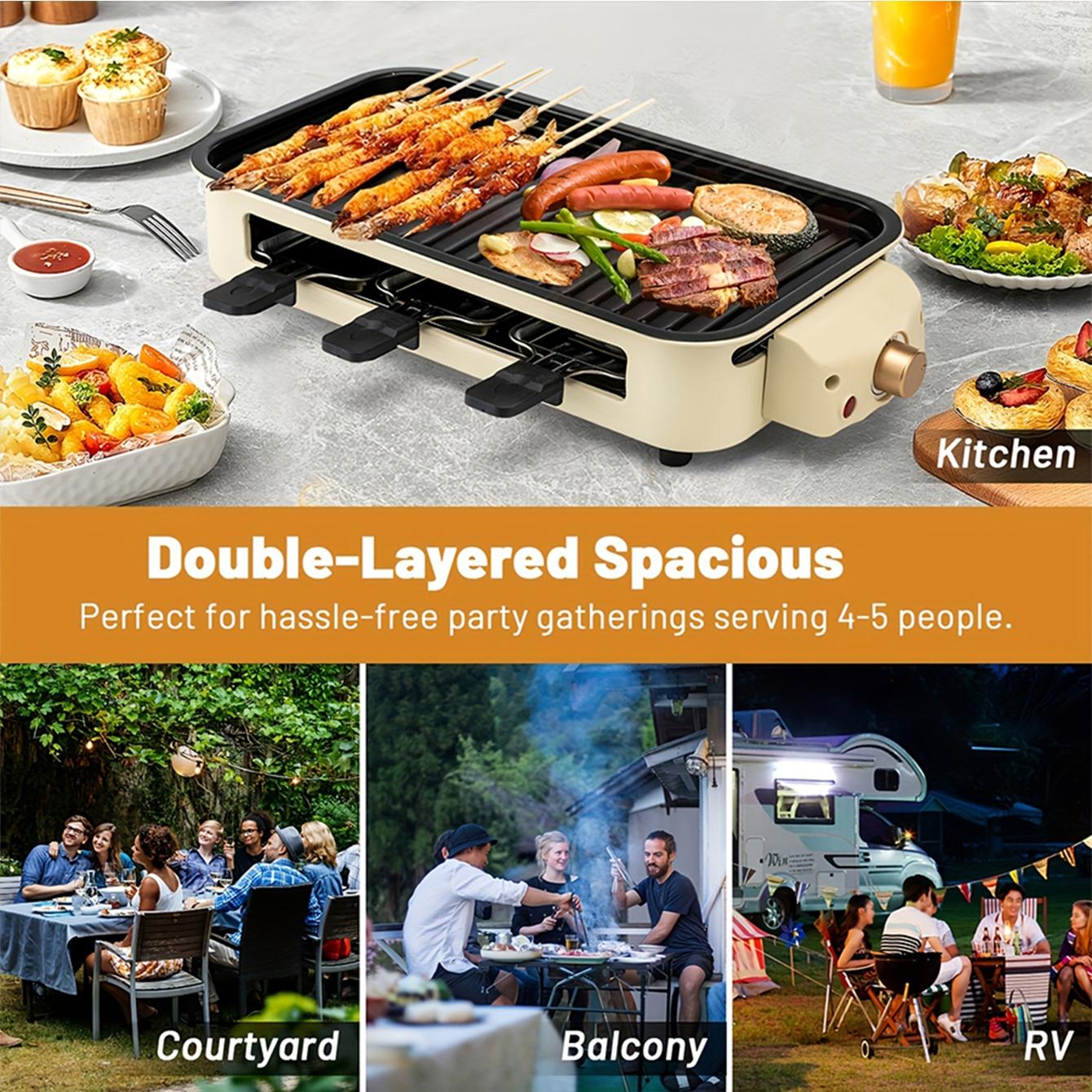 Halloween Festival Warm-up AORAN 1800W Indoor Electric Smokeless BBQ Grill with Non-Stick Coating, Perfect for Home Korean BBQ and Multi-Function Cooking Stainless Steel Grilling Universal Griddle