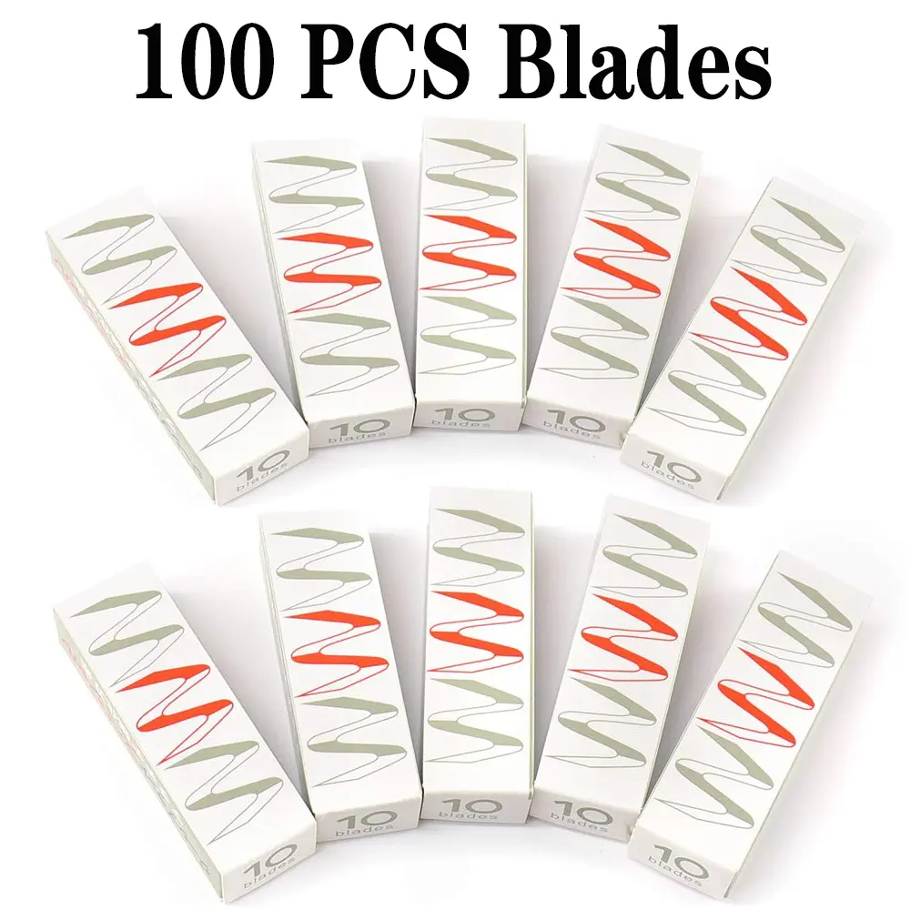 100 pcs Eyebrow Trimmer Hair Remover Stainless Steel Women Razor For Eyebrows Face Shaver Hair Removal Knife Makeup Tools Cosmetic Tools