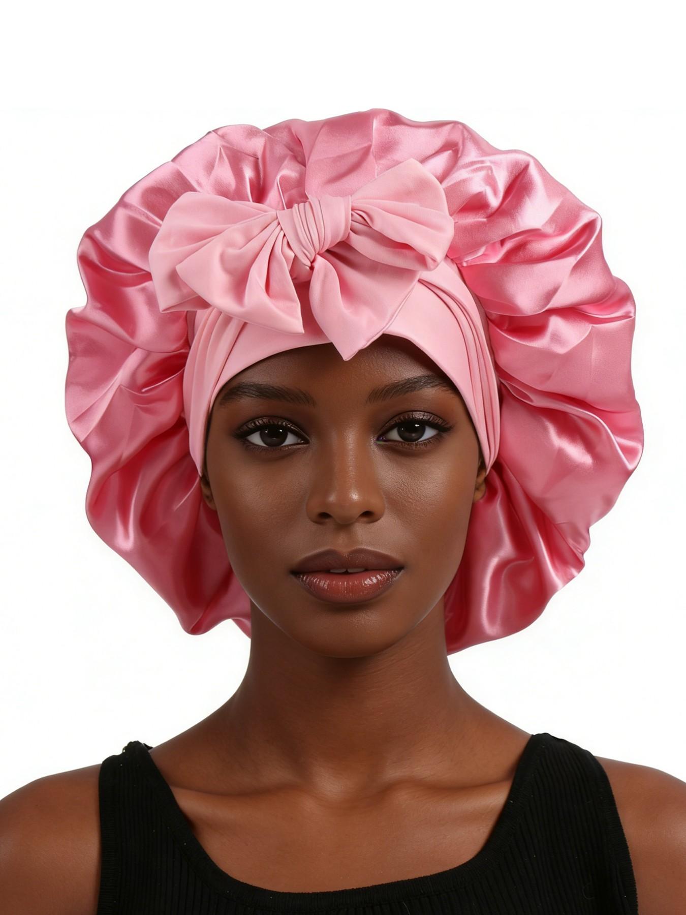 Women's Elastic Satin Sleep Cap, Wide Brim Night Hat, Comfortable Sleeping Accessory, Soft Breathable Hair Care Cap