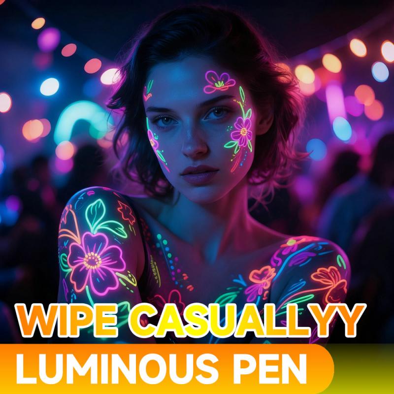 Glow in The Dark Face Paint Markers 8Pack 16 Colors, Black Light Neon Body Paint Pens for Skin, Washable Formula UV Temporary Tattoo for Birthday Glow Party Supplies Halloween Makeup Easter Basket Stuffers