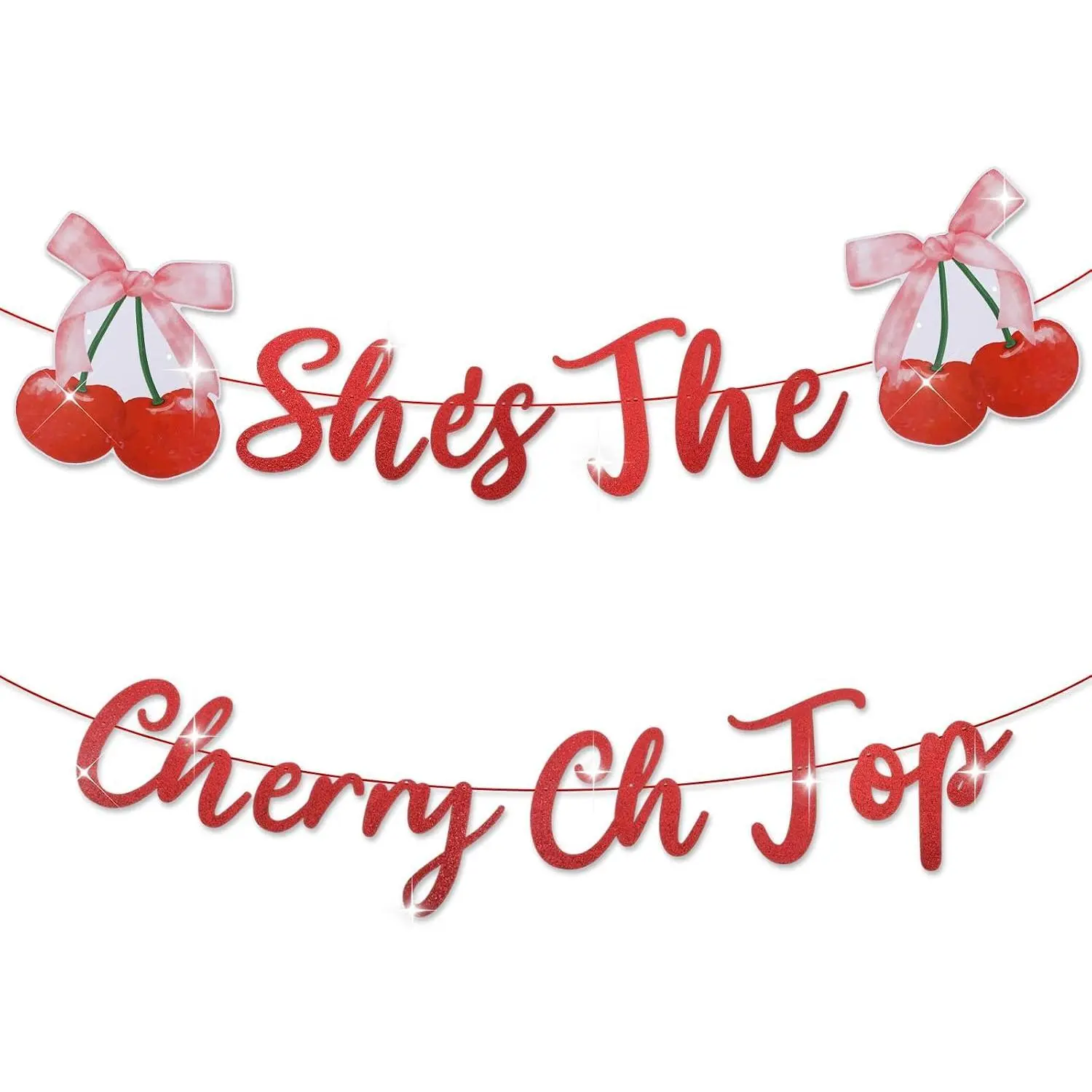 Cherry Party Banner Decorations, She's the Cherry on Top Banner, Fruit Cherries Party Supplies Decorations for Bachelorette Engagement Bridal Shower Birthday Wedding