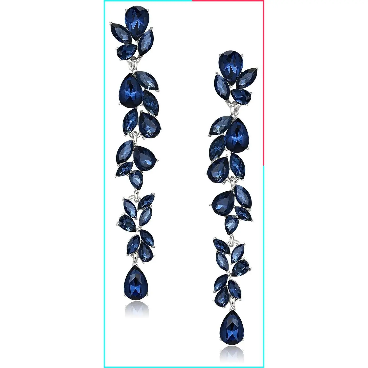 Marquise Crystal Long Bridal Dangle Earrings, Rhinestone Drop Wedding Prom Chandelier Jewelry for Women Bride Bridesmaid
