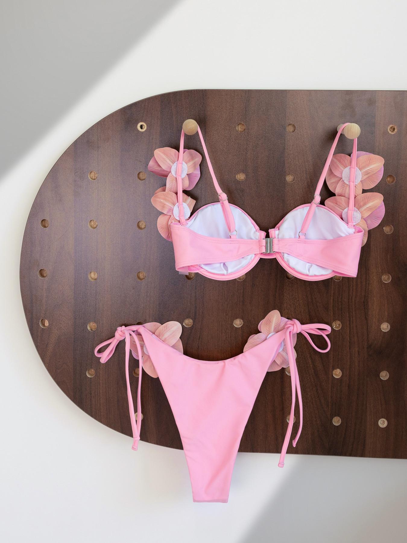 Women's Elegant Floral Swimwear Set, Padding Bikini, Perfect for Beach, Stage, Concerts, Summer Vacation, Holiday Swimsuit