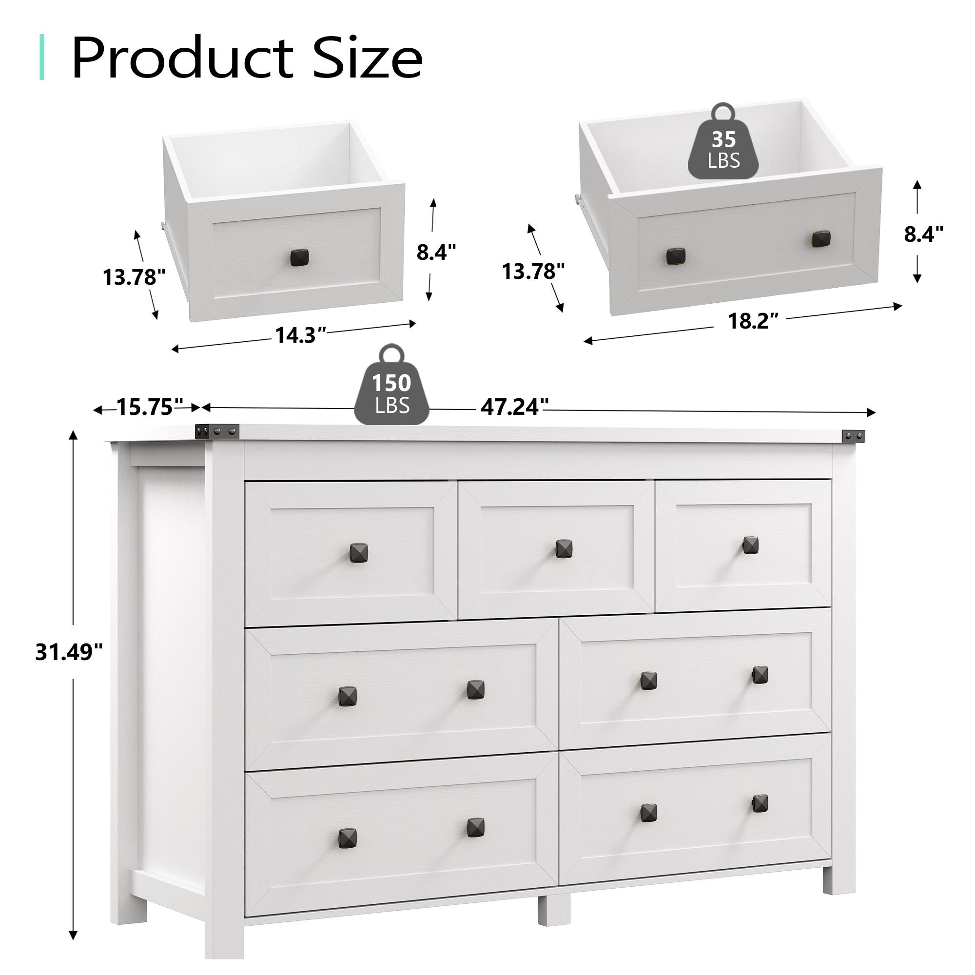 Bedroom Dresser,Farmhouse wooden drawer cabinet with 7 drawers, wide TV stand with metal handles for storage furniture, modern clothing organizer for hallway, living room, entrance, brown Bedroom Dresser,Farmhouse wooden drawer cabinet with 7 drawers, wide TV stand with metal handles for storage furniture, modern clothing organizer for hallway, living room, entrance, brown